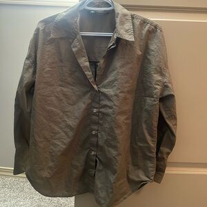 Zara dress shirt/button down blouse in olive green - size Small